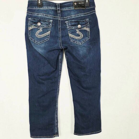 Silver Jeans Co. Suki Mid Capri W29/L22 Blue Denim - Picture 4 of 10
